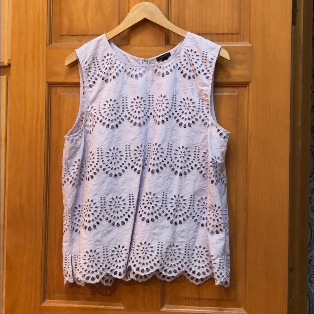 Ann Taylor Lavender Eyelet Sleeveless Top, XL